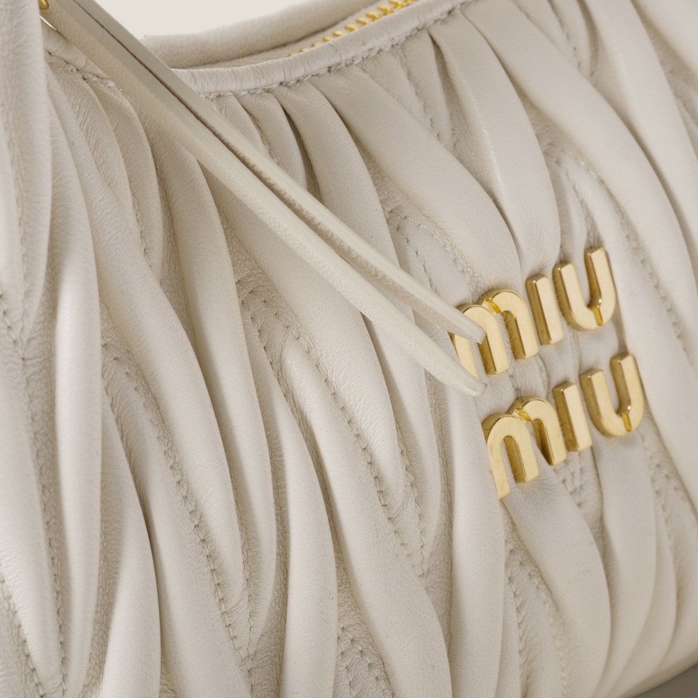 Miu Miu Wander matelassé nappa leather hobo bag White