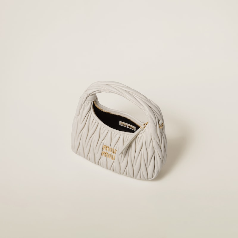 Miu Miu Wander matelassé nappa leather hobo bag White