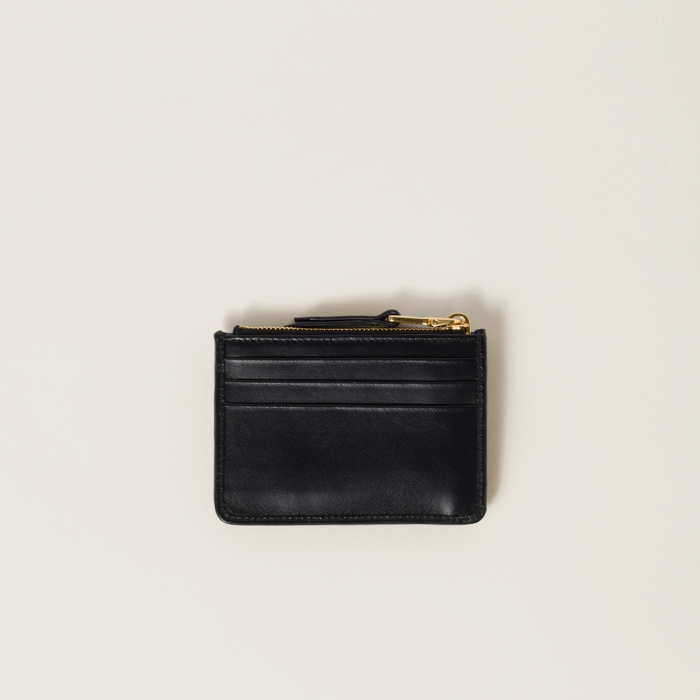 Miu Miu Matelassé nappa leather card holder Black