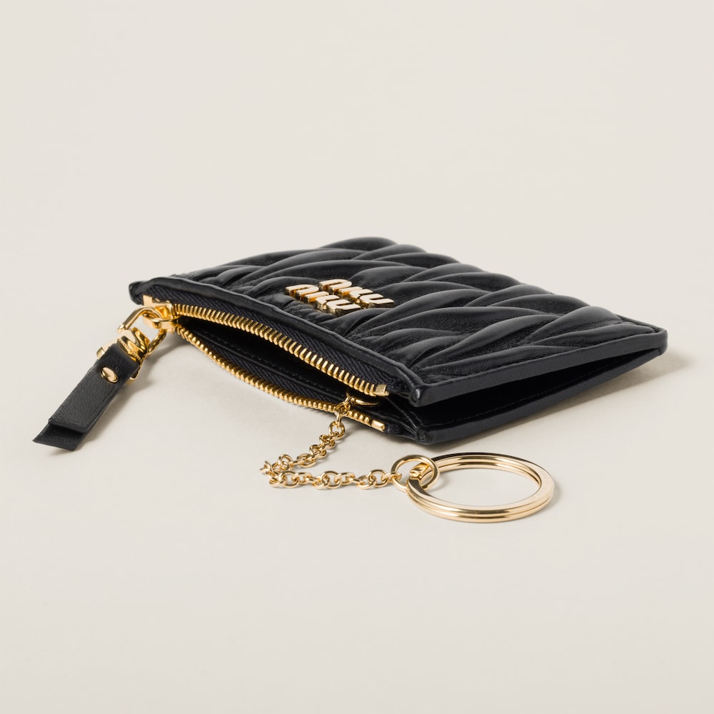 Miu Miu Matelassé nappa leather card holder Black