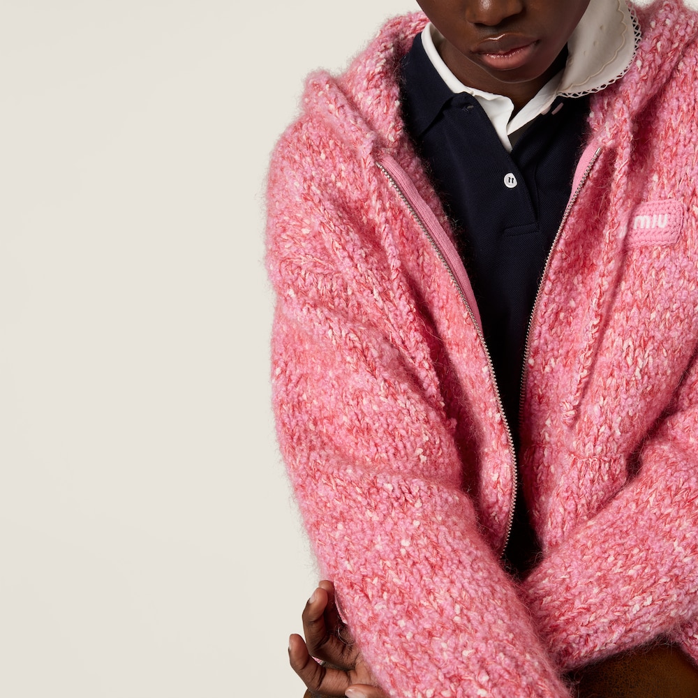 Miu Miu Zippered cardigan sweater Pink