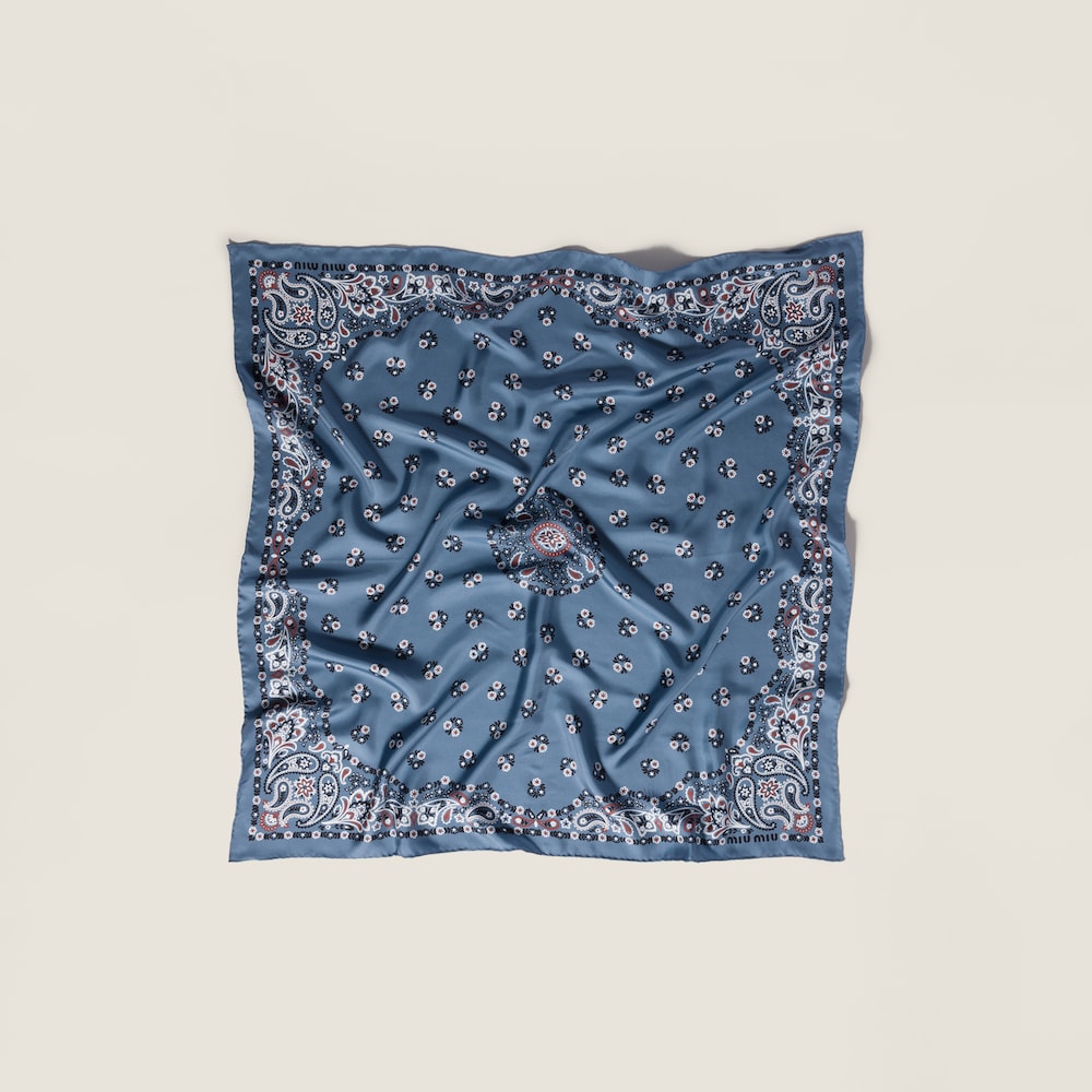 Miu Miu Printed silk scarf - Aviator Blue