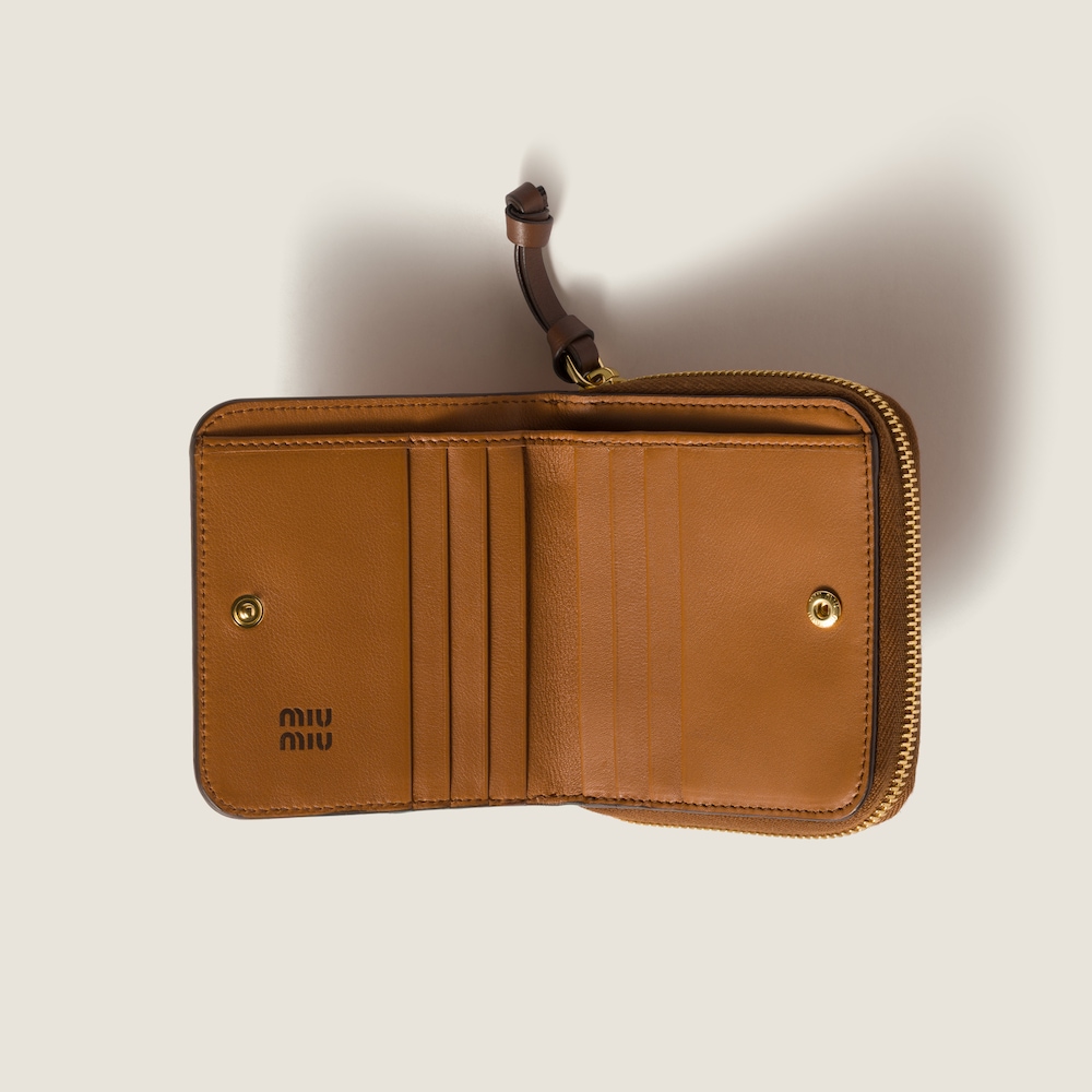 Miu Miu Small leather wallet Cognac / Palisander
