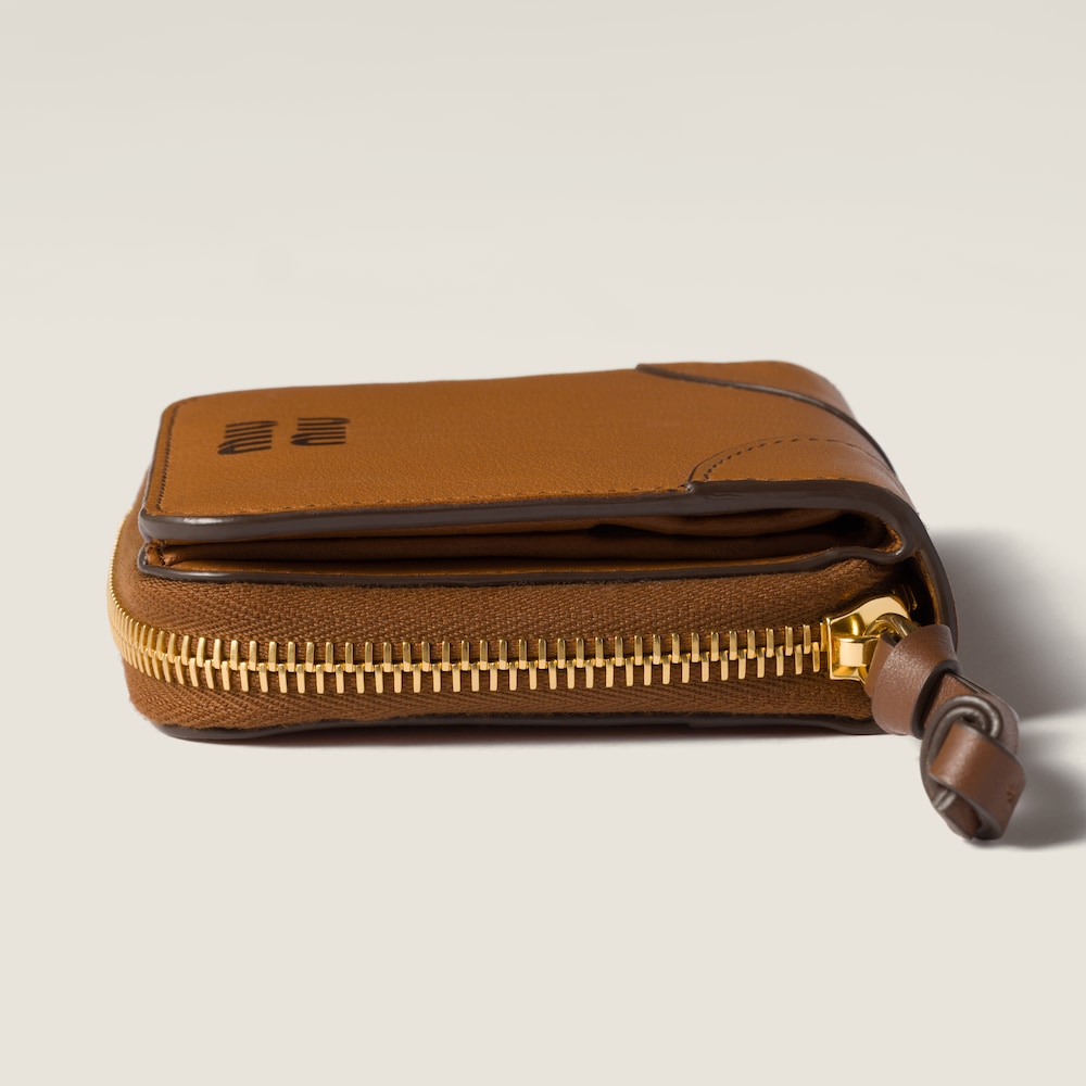 Miu Miu Small leather wallet Cognac / Palisander