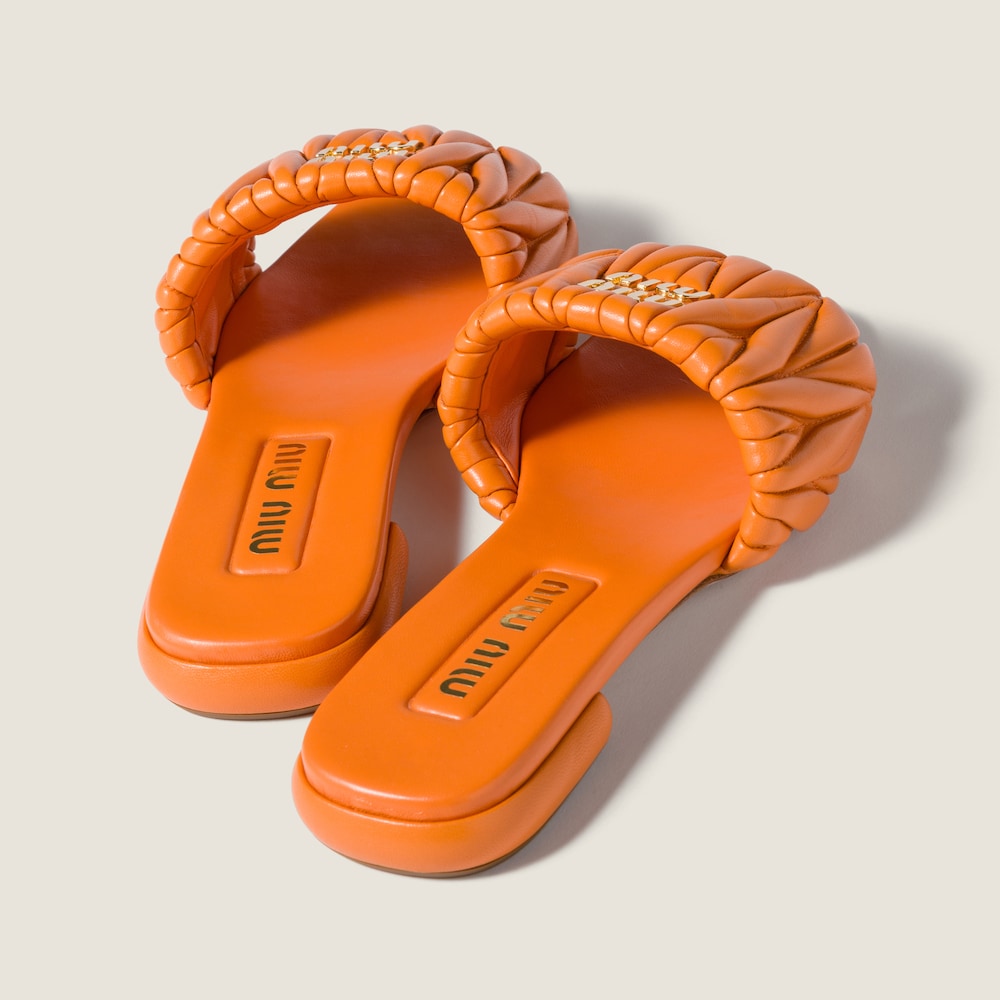 Miu Miu Matelassé nappa leather slides Gerbera Daisy