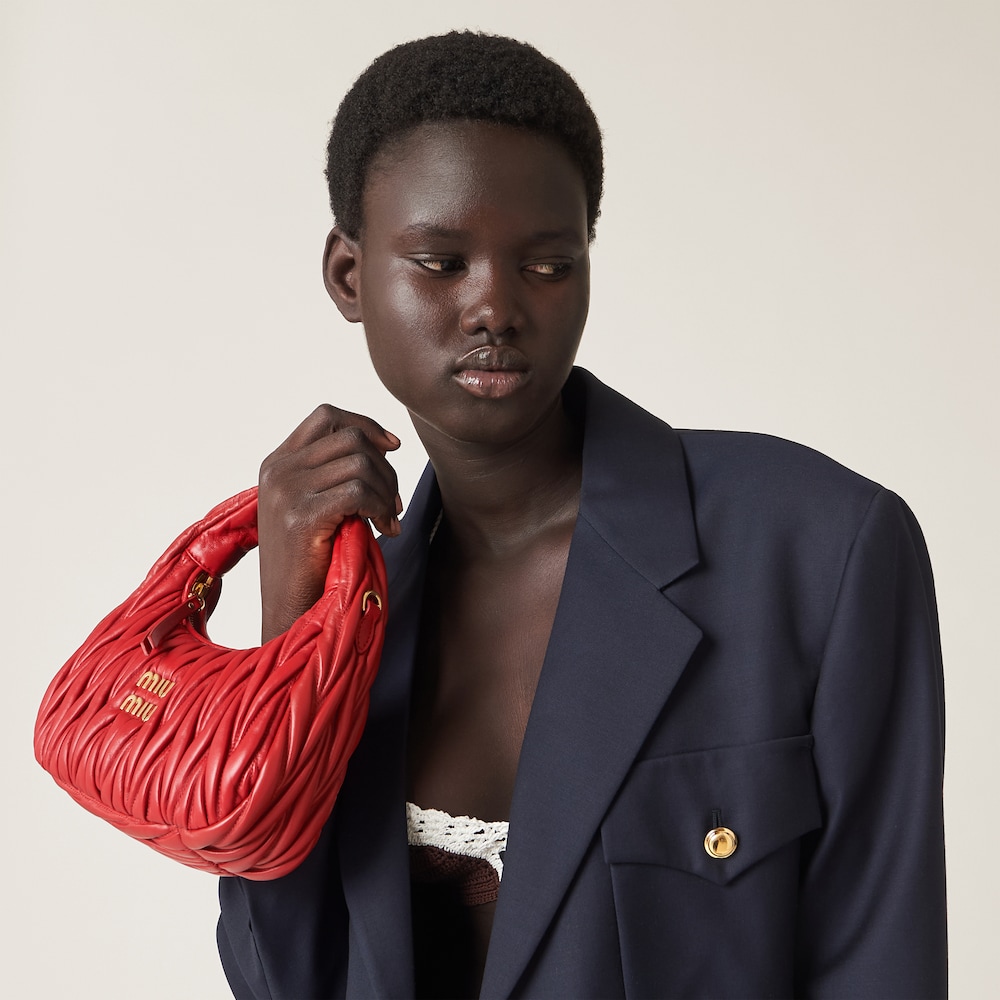 Miu Miu Wander matelassé nappa leather hobo bag Red