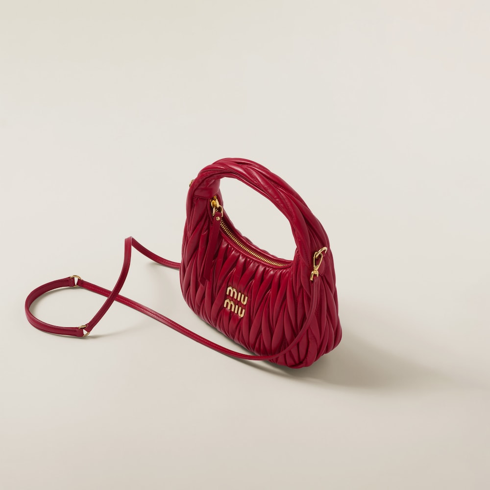 Miu Miu Wander matelassé nappa leather hobo bag Red