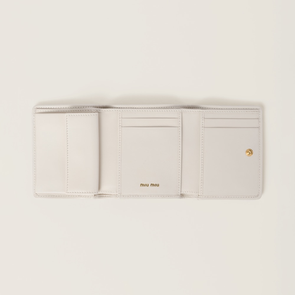 Miu Miu Small matelassé nappa leather wallet White