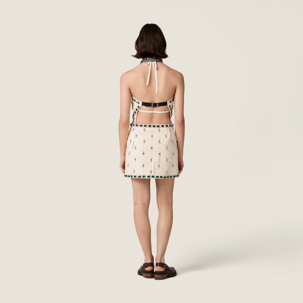 Miu Miu Embroidered canvas skirt Ecru