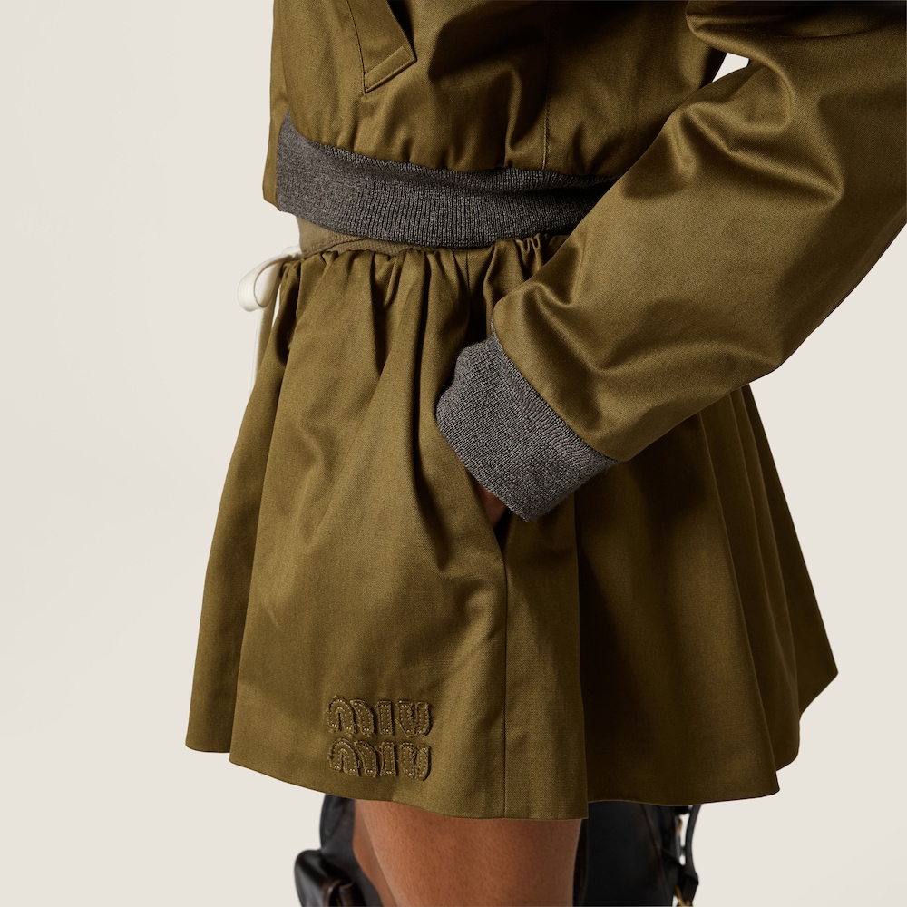 Miu Miu Satin cotton miniskirt Military Green
