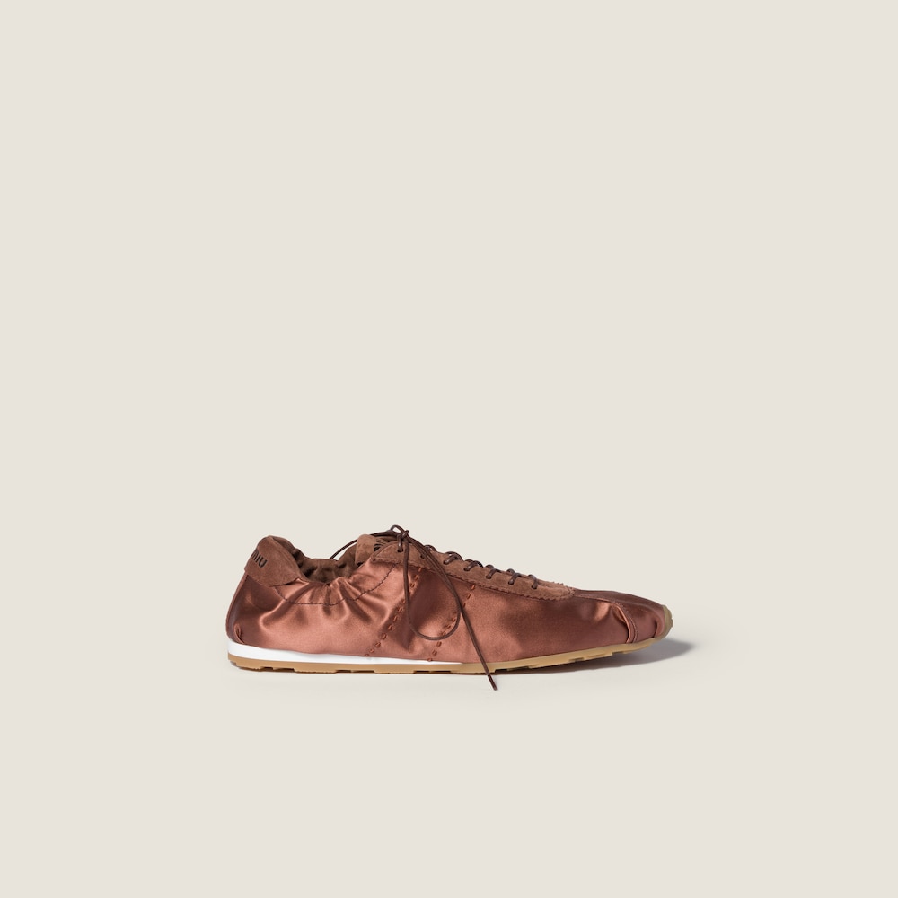 Miu Miu Plume satin sneakers Cocoa Brown