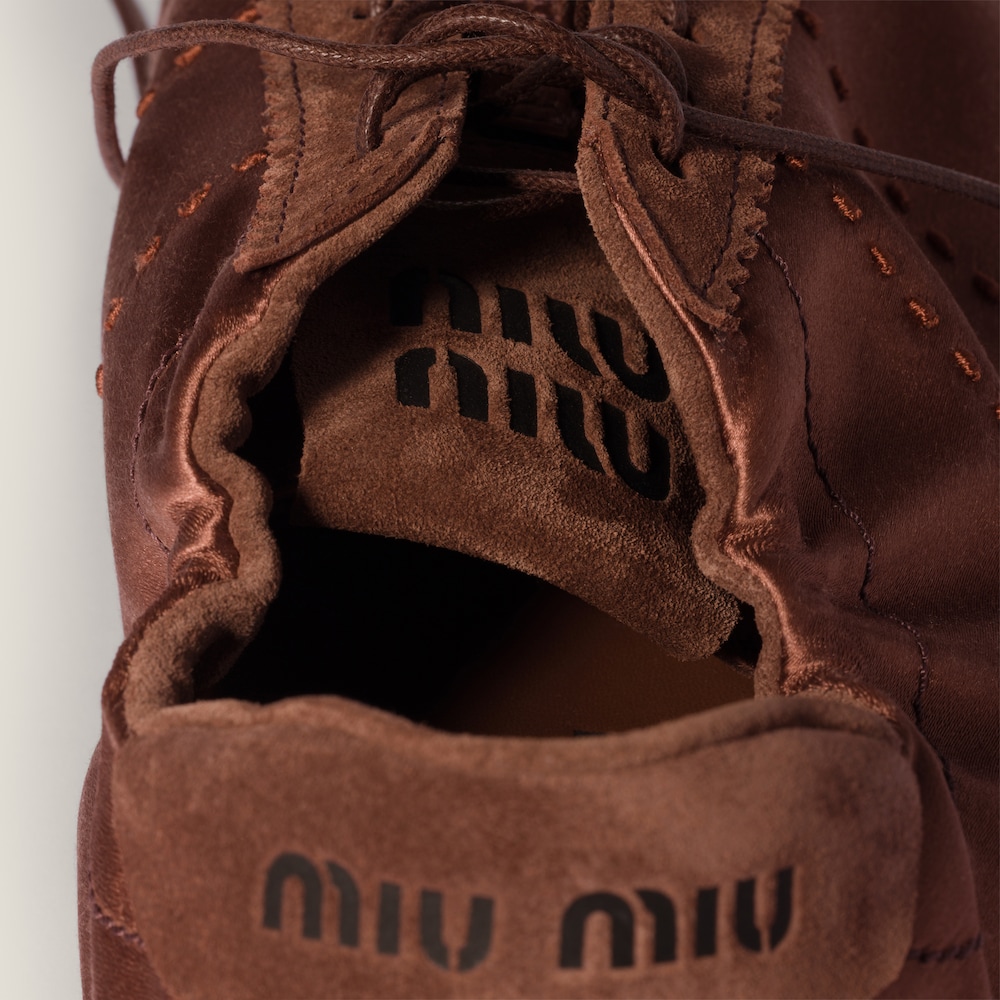 Miu Miu Plume satin sneakers Cocoa Brown