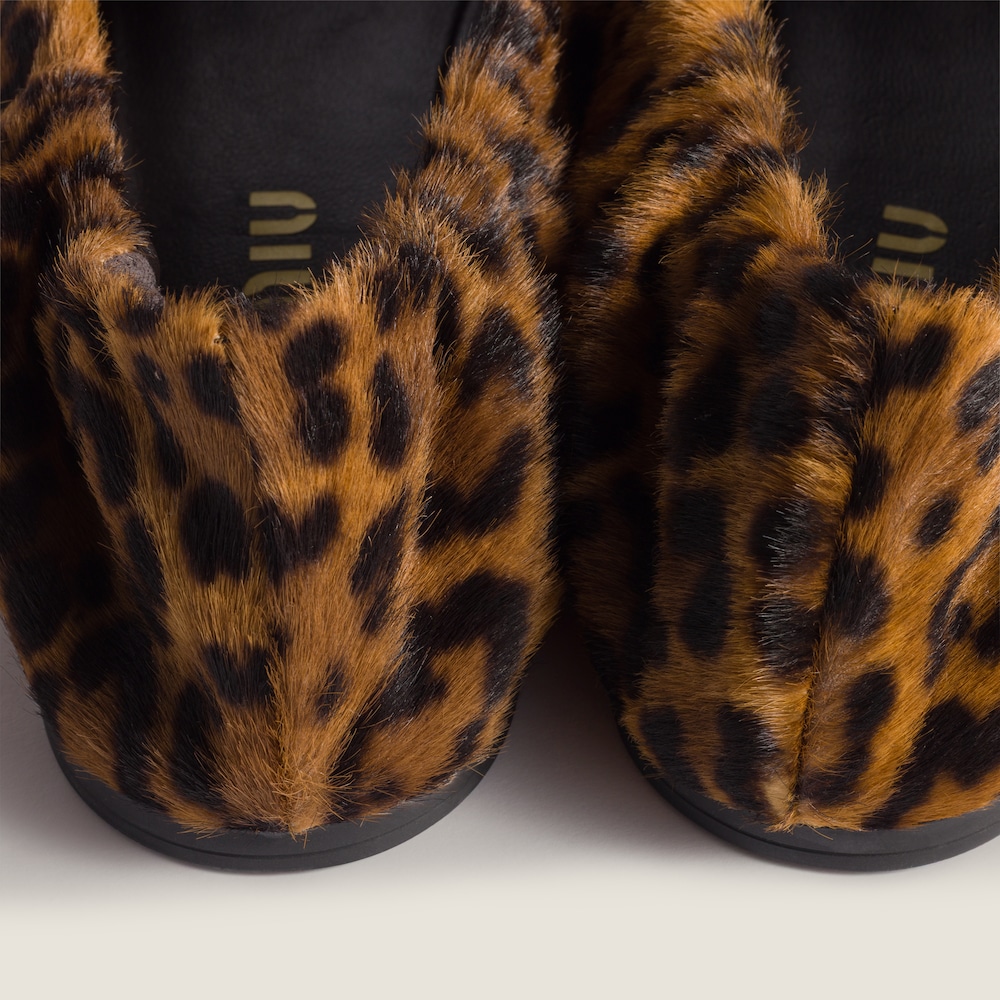 Miu Miu Ruches printed leather ballerinas Honey