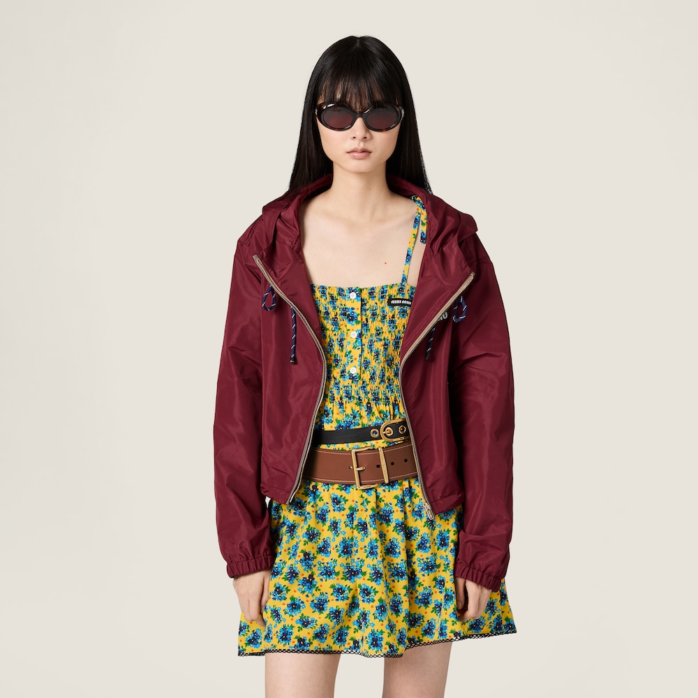Miu Miu Technical fabric blouson jacket Amaranth Red / Maize Yellow