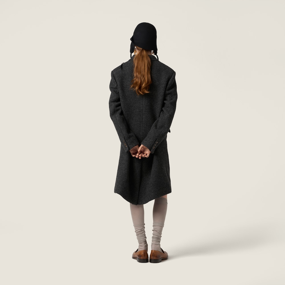 Miu Miu Double-breasted Shetland wool coat Anthracite Gray