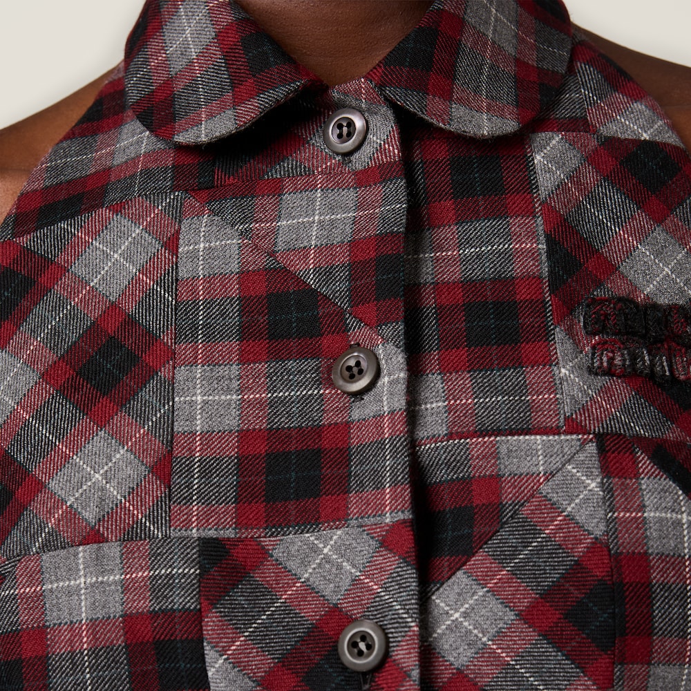 Miu Miu Tartan patchwork top Amaranth / Grey