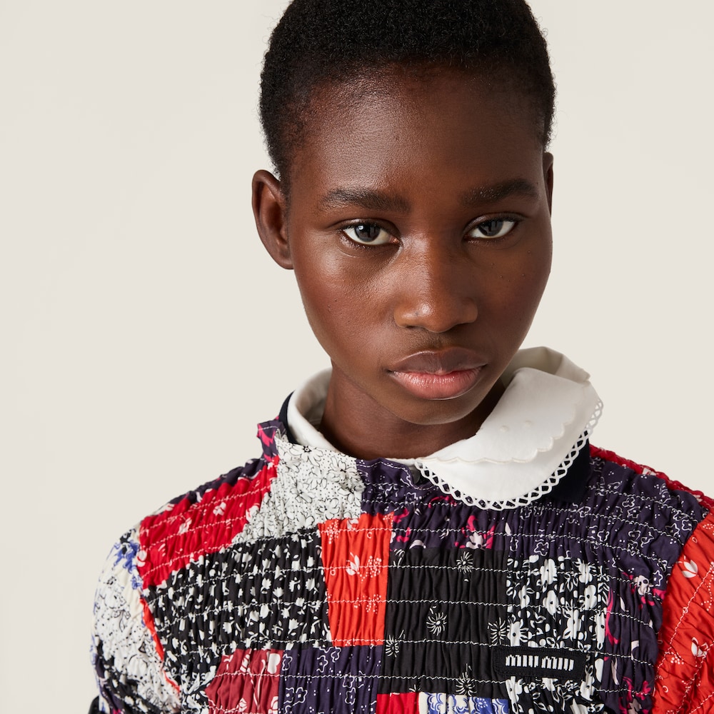 Miu Miu Patchwork poplin mini-dress Multicolored