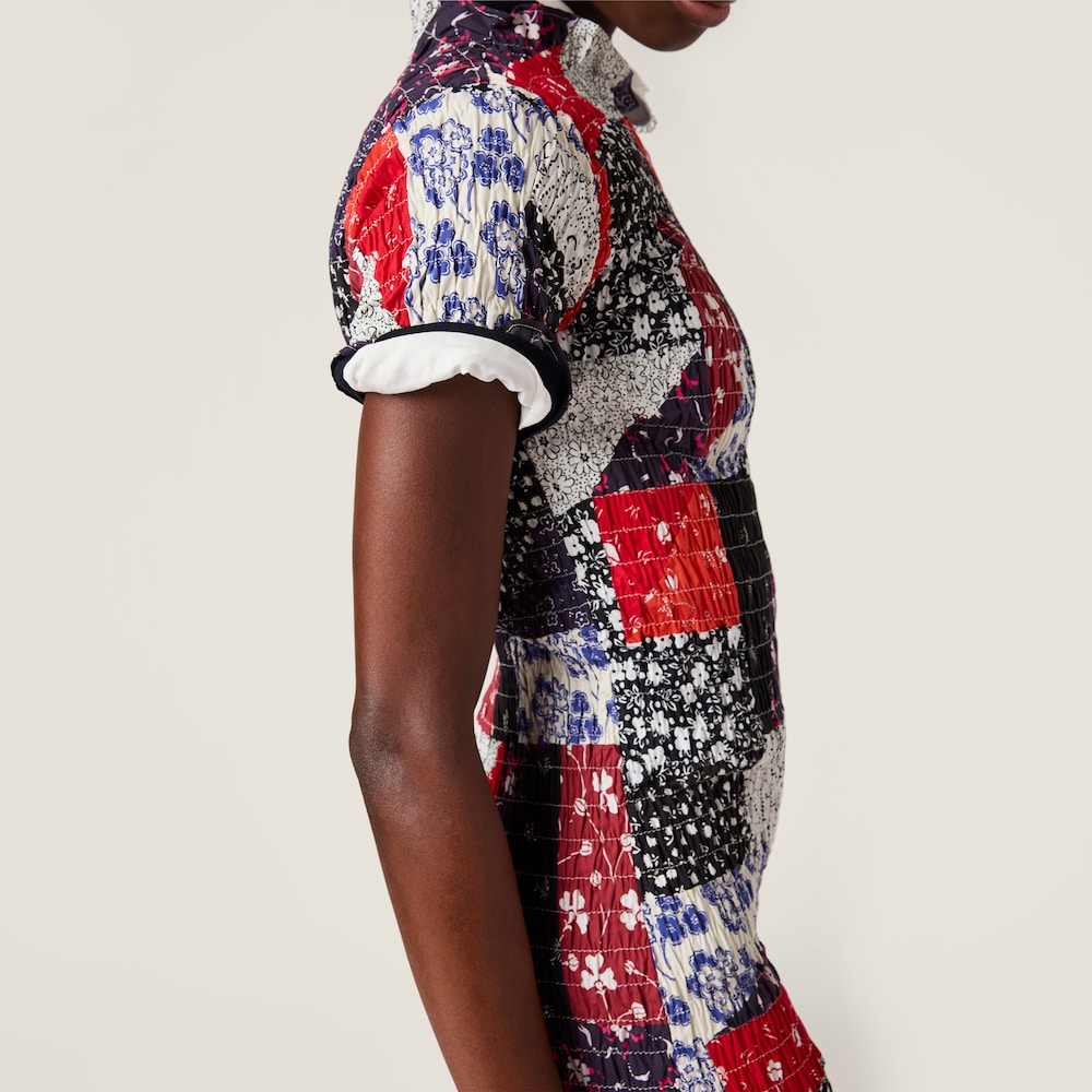 Miu Miu Patchwork poplin mini-dress Multicolored