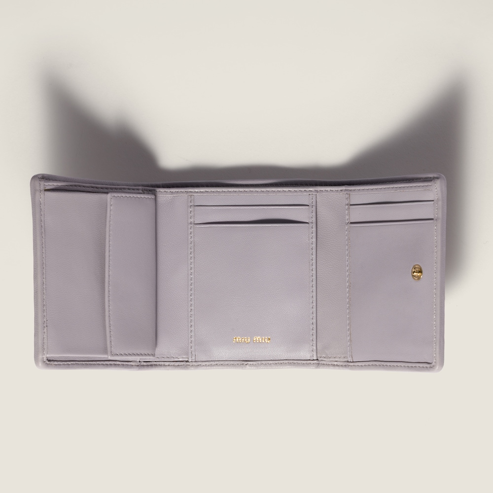 Miu Miu Small matelassé nappa leather wallet Wisteria