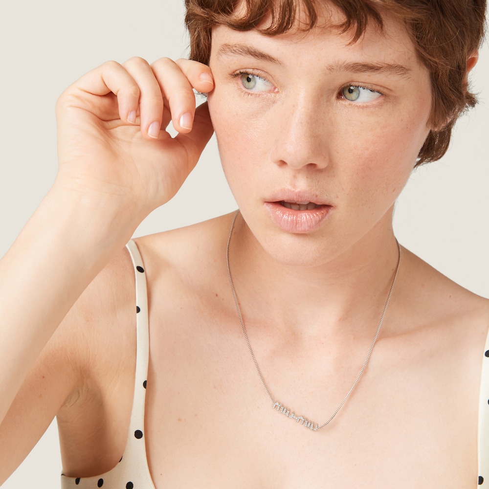 Miu Miu Metal necklace with crystals Steel / Crystal