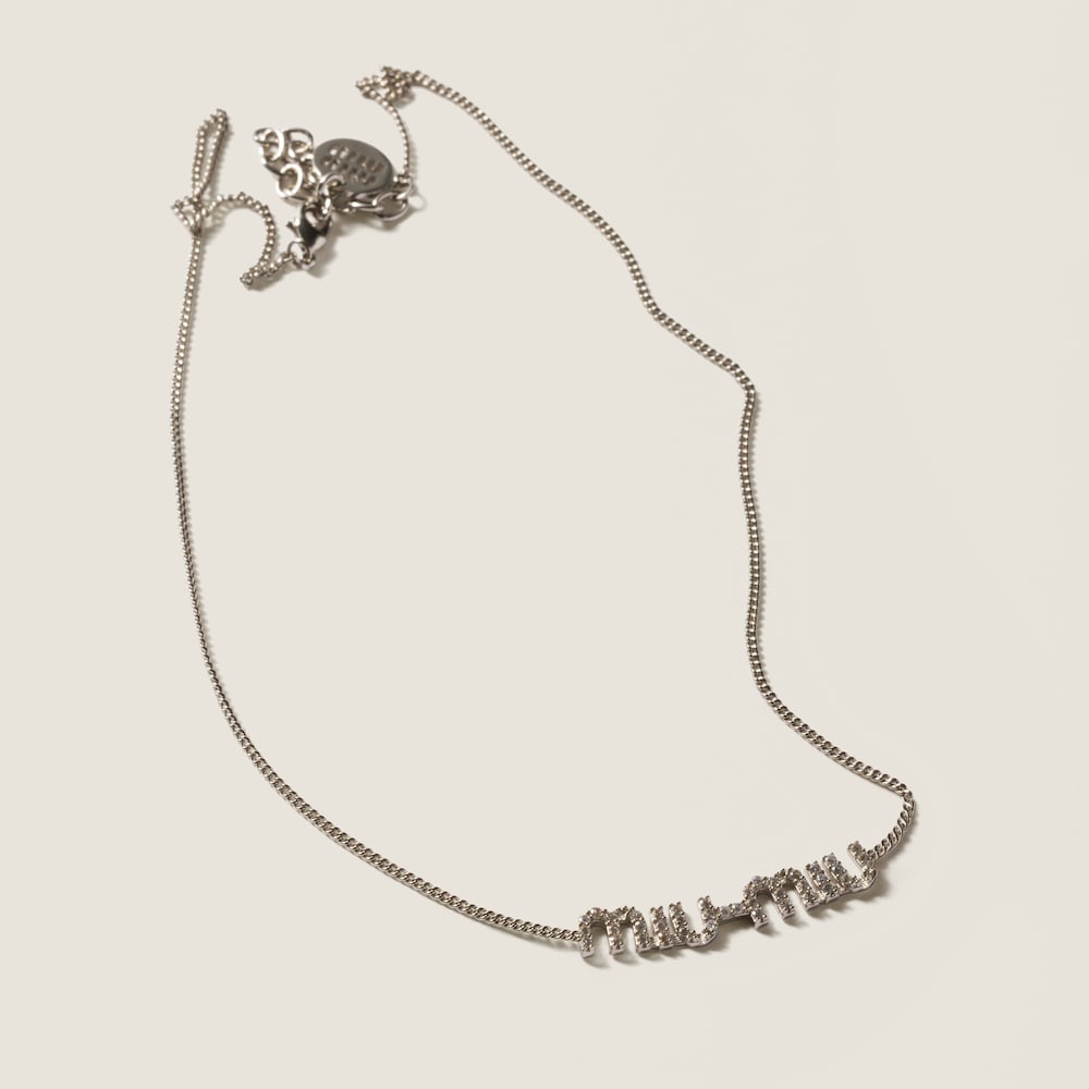 Miu Miu Metal necklace with crystals Steel / Crystal