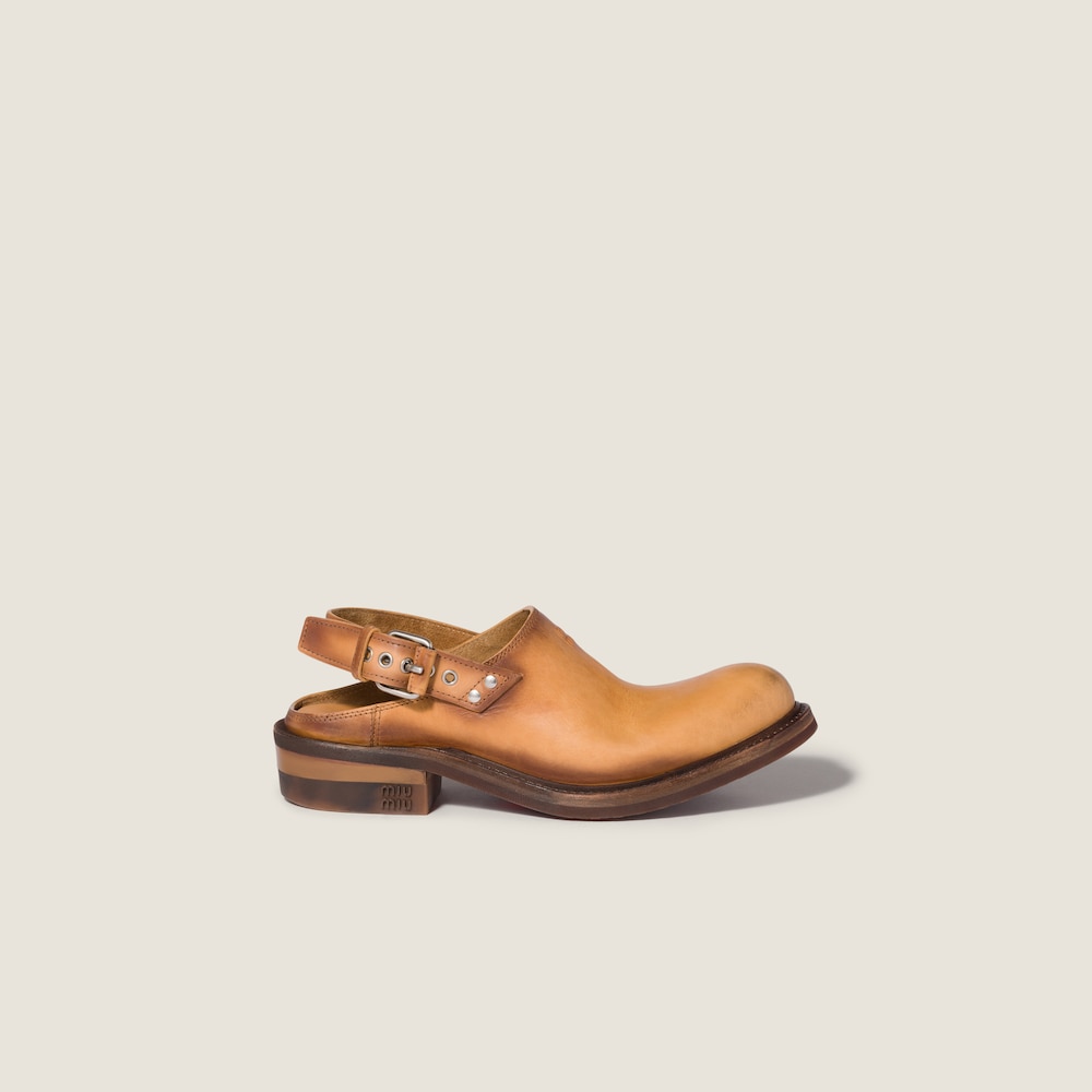 Miu Miu Leather mules with buckle Light Tan