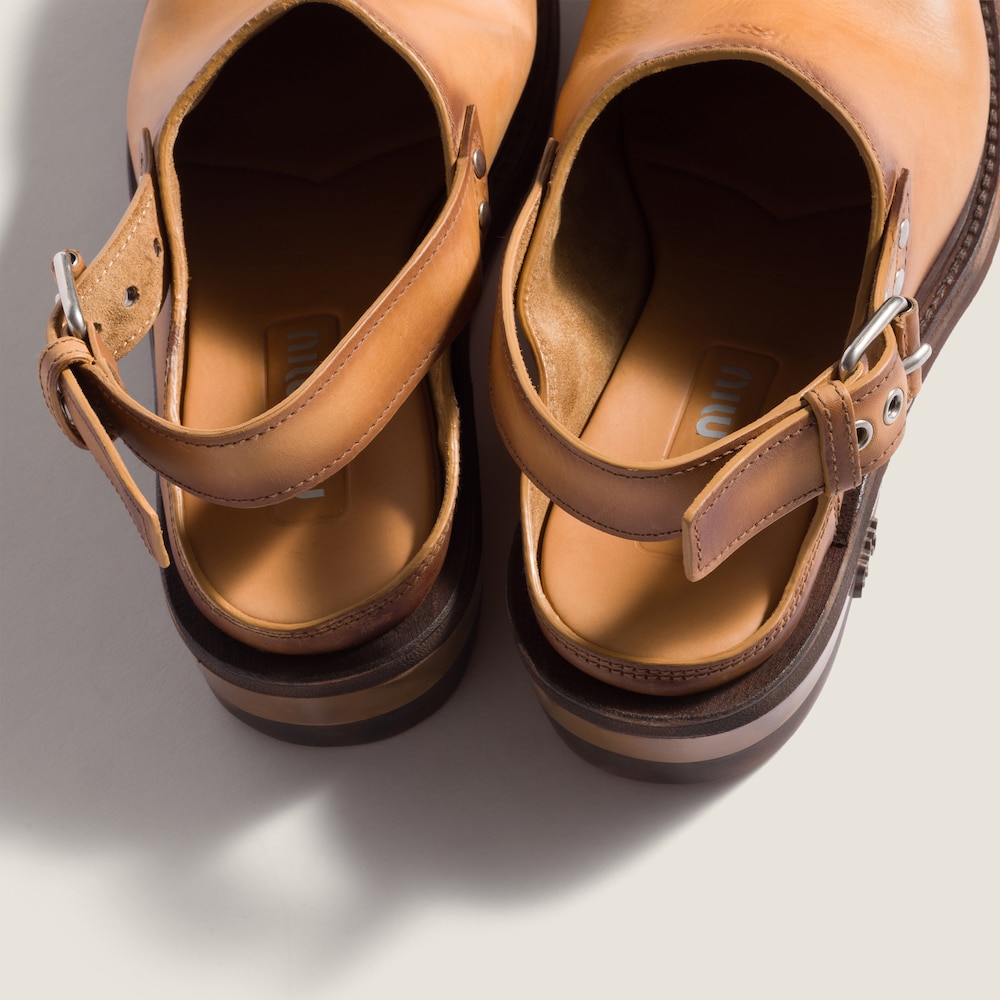 Miu Miu Leather mules with buckle Light Tan