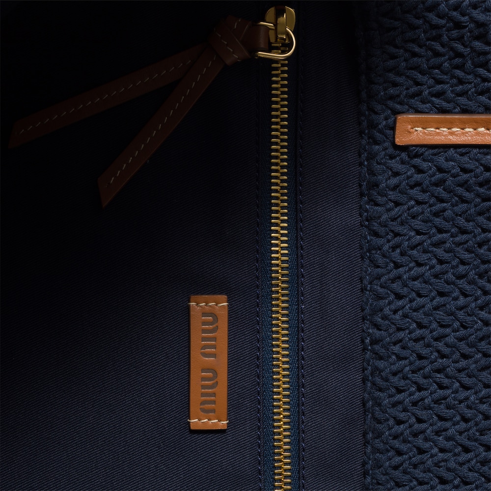 Miu Miu Raffia-effect woven tote bag Blue / Red / Natural