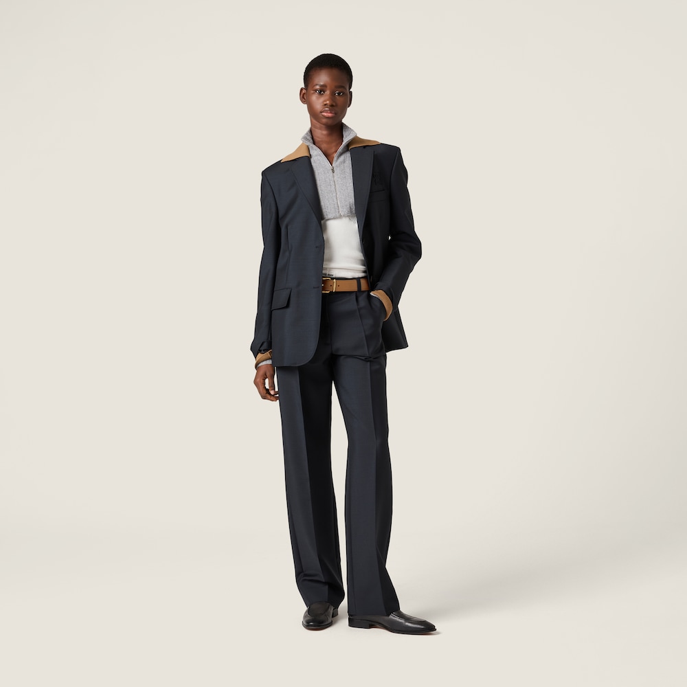 Miu Miu Cropped wool and cashmere cardigan Grey