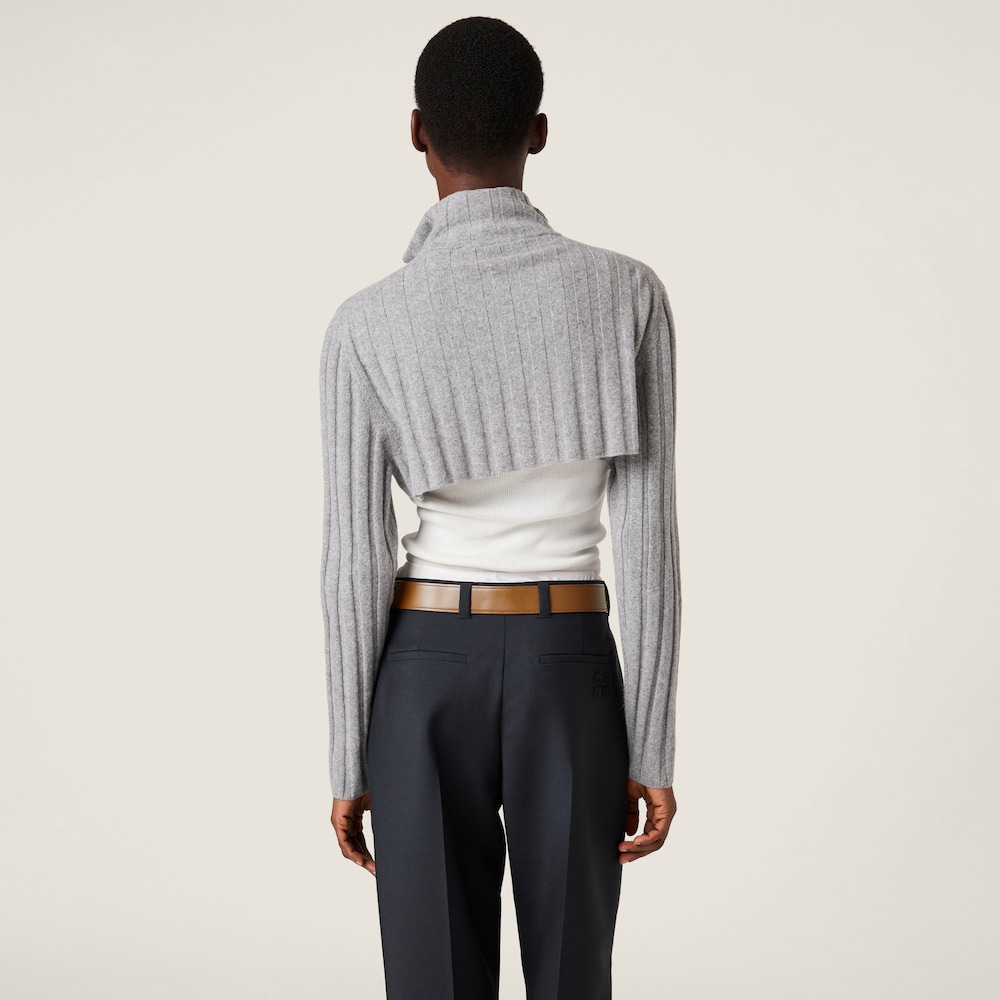 Miu Miu Cropped wool and cashmere cardigan Grey