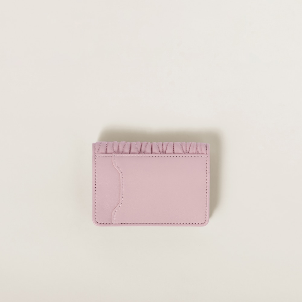 Miu Miu Matelassé nappa leather card holder Alabaster Pink