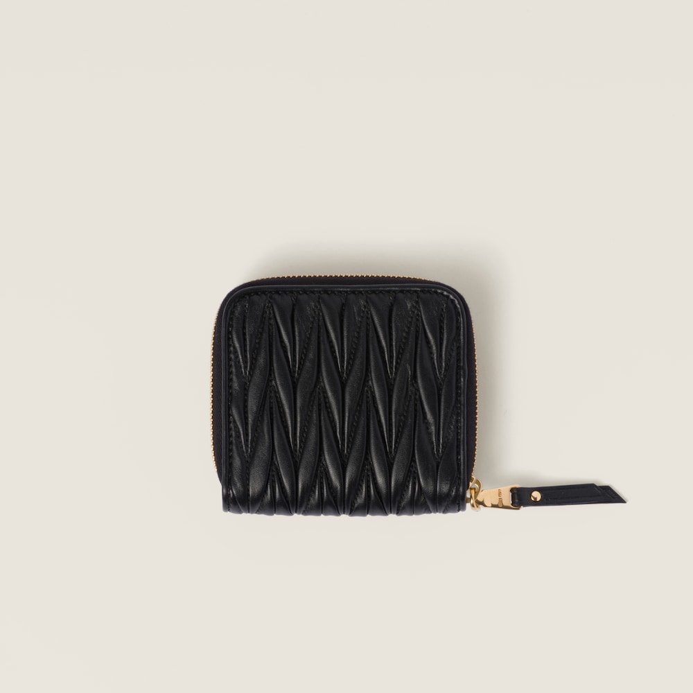 Miu Miu Small matelassé nappa leather wallet Black
