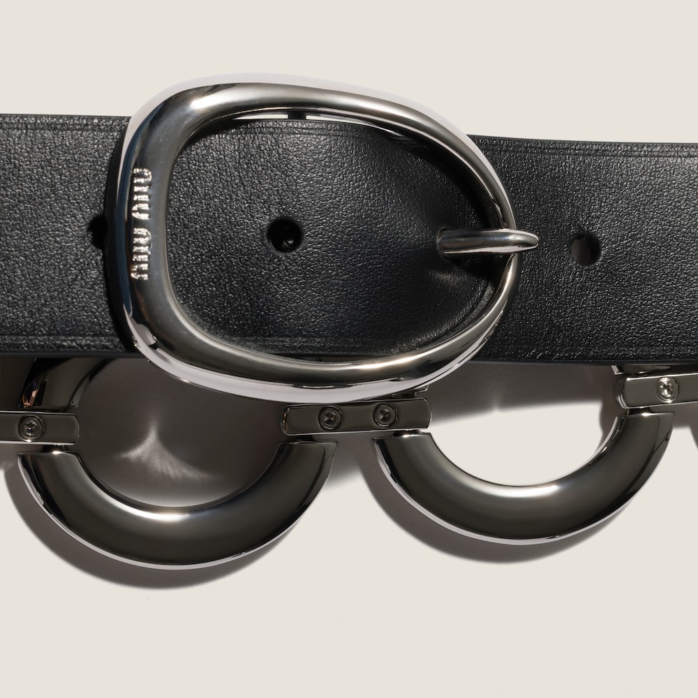 Miu Miu Leather and metal belt - Black
