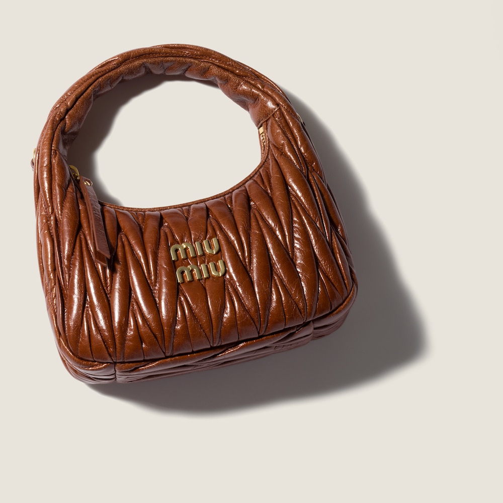 Miu Miu Wander matelassé nappa leather hobo bag Palisander