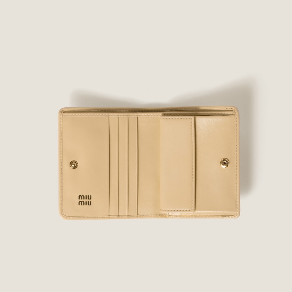 Miu Miu Small matelassé nappa leather wallet Soy Green
