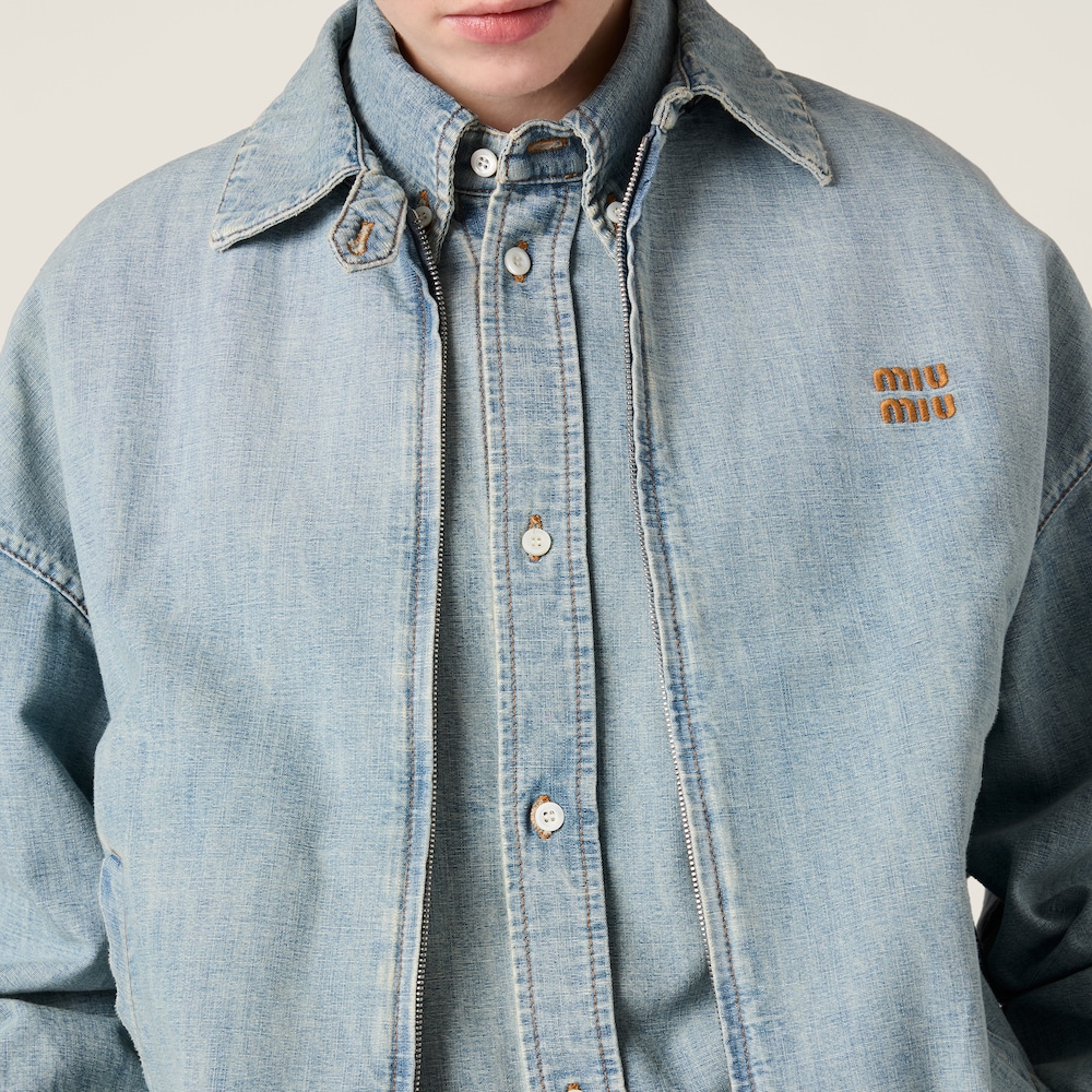Miu Miu Chambray blouson jacket Light Blue