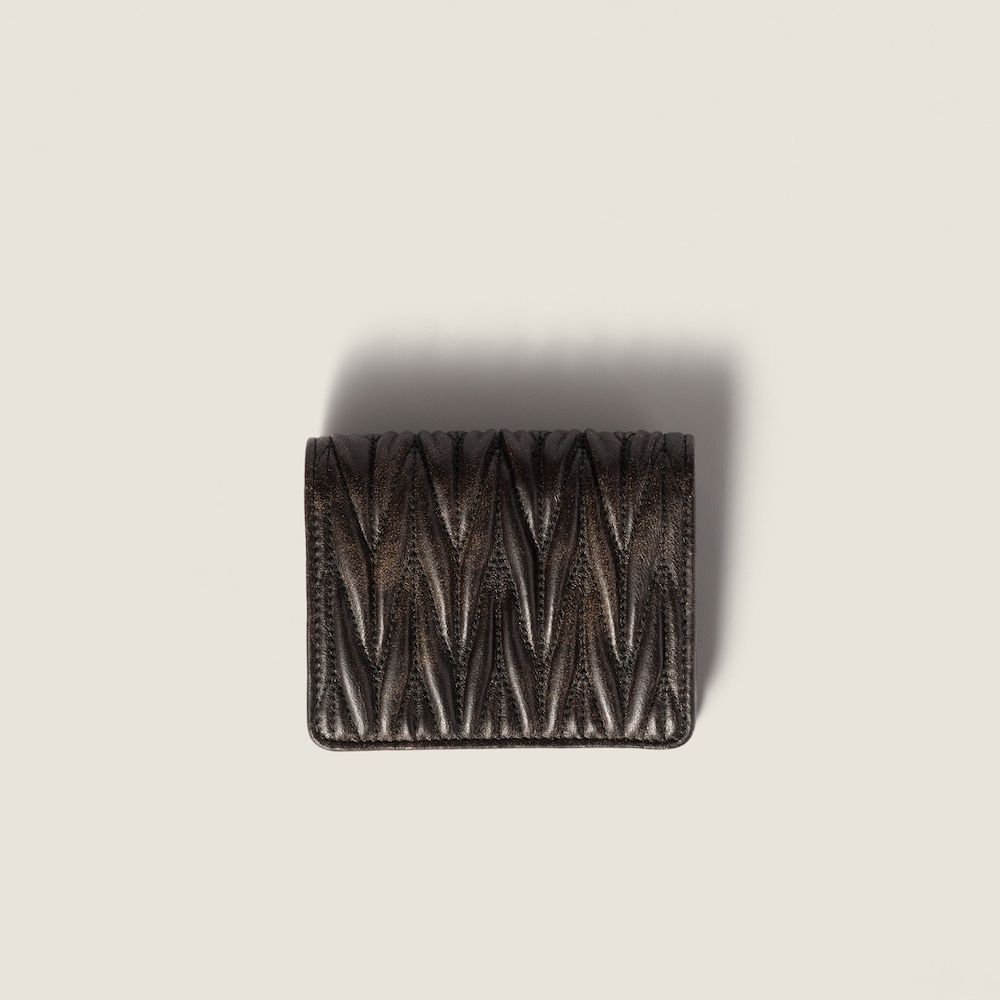Miu Miu Small matelassé nappa leather wallet Coffee