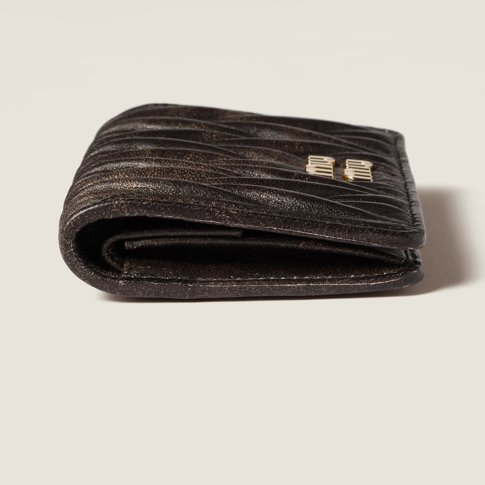 Miu Miu Small matelassé nappa leather wallet Coffee