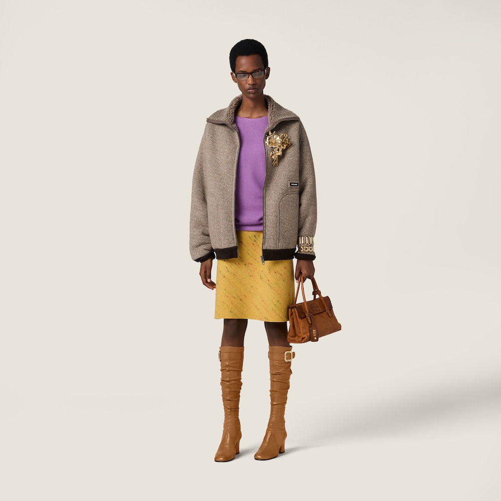 Miu Miu Cotton fleece zipper blouson jacket Cord