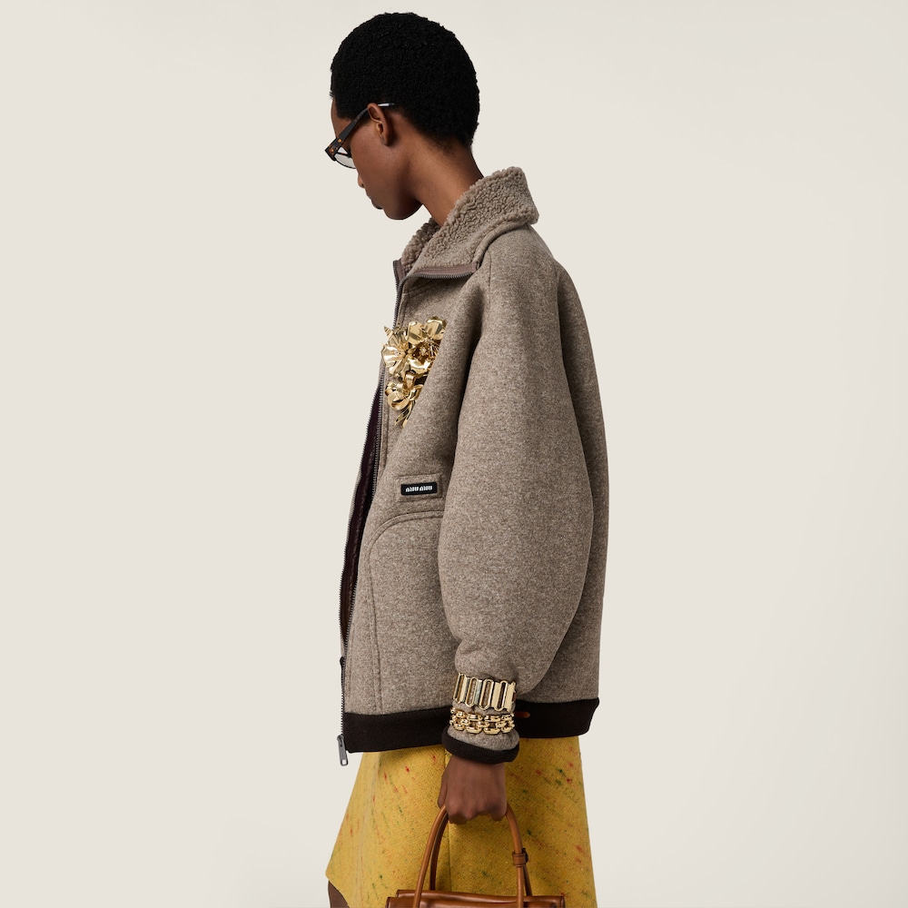 Miu Miu Cotton fleece zipper blouson jacket Cord