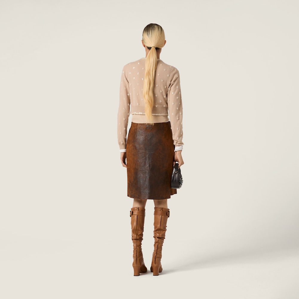 Miu Miu Embroidered cashmere cardigan Albino White