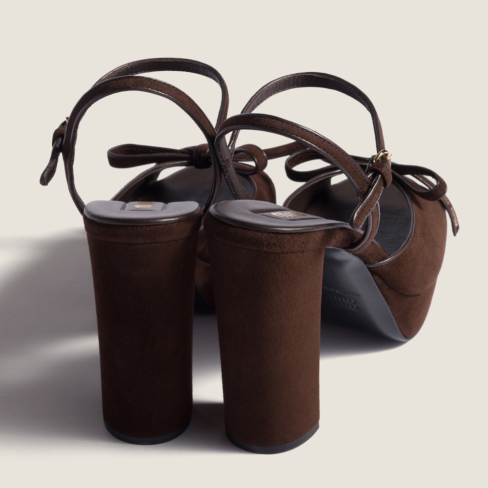 Miu Miu Suede platform sandals Dark Brown
