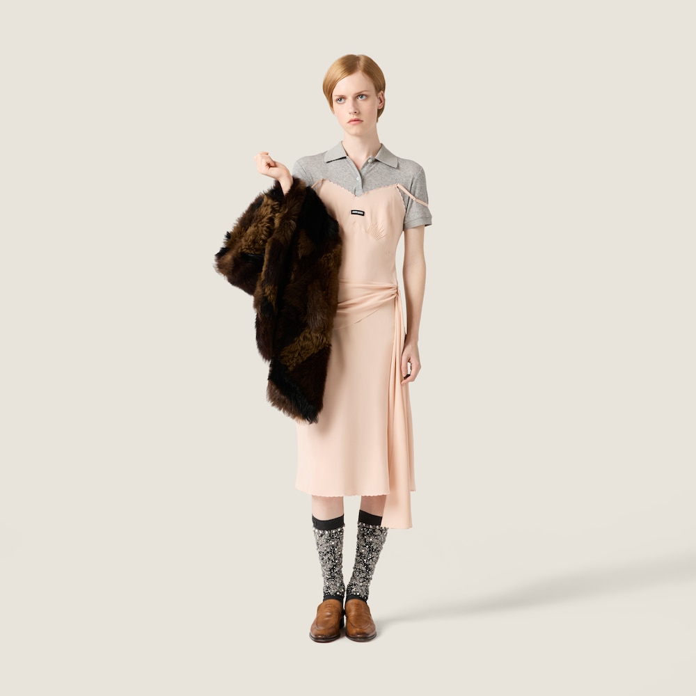 Miu Miu Marocain crepe dress Peach / Gray