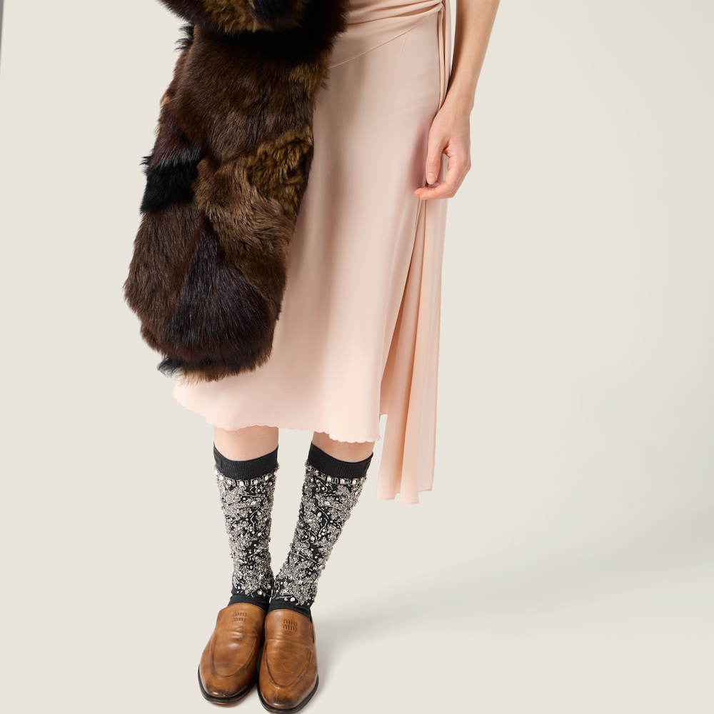 Miu Miu Marocain crepe dress Peach / Gray