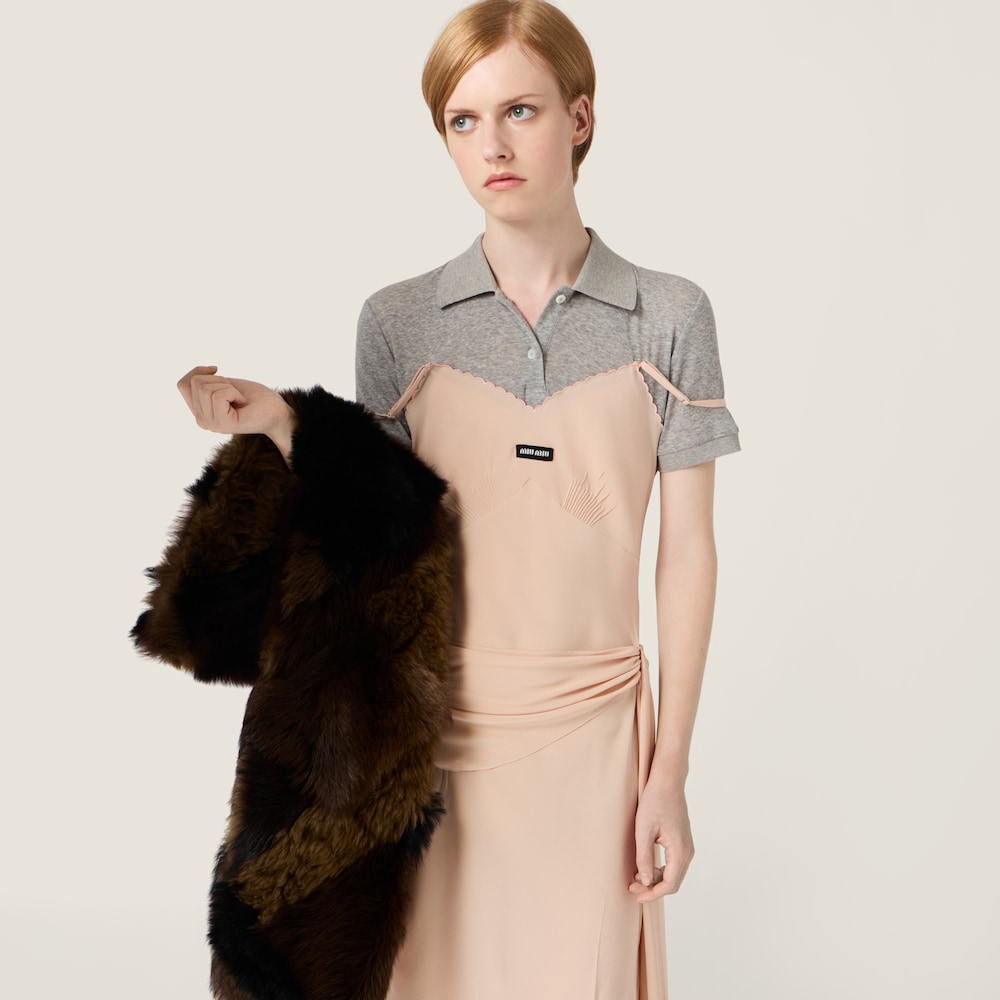 Miu Miu Marocain crepe dress Peach / Gray