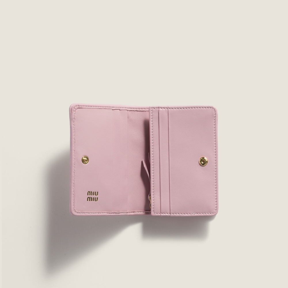Miu Miu Small matelassé nappa leather wallet Alabaster Pink