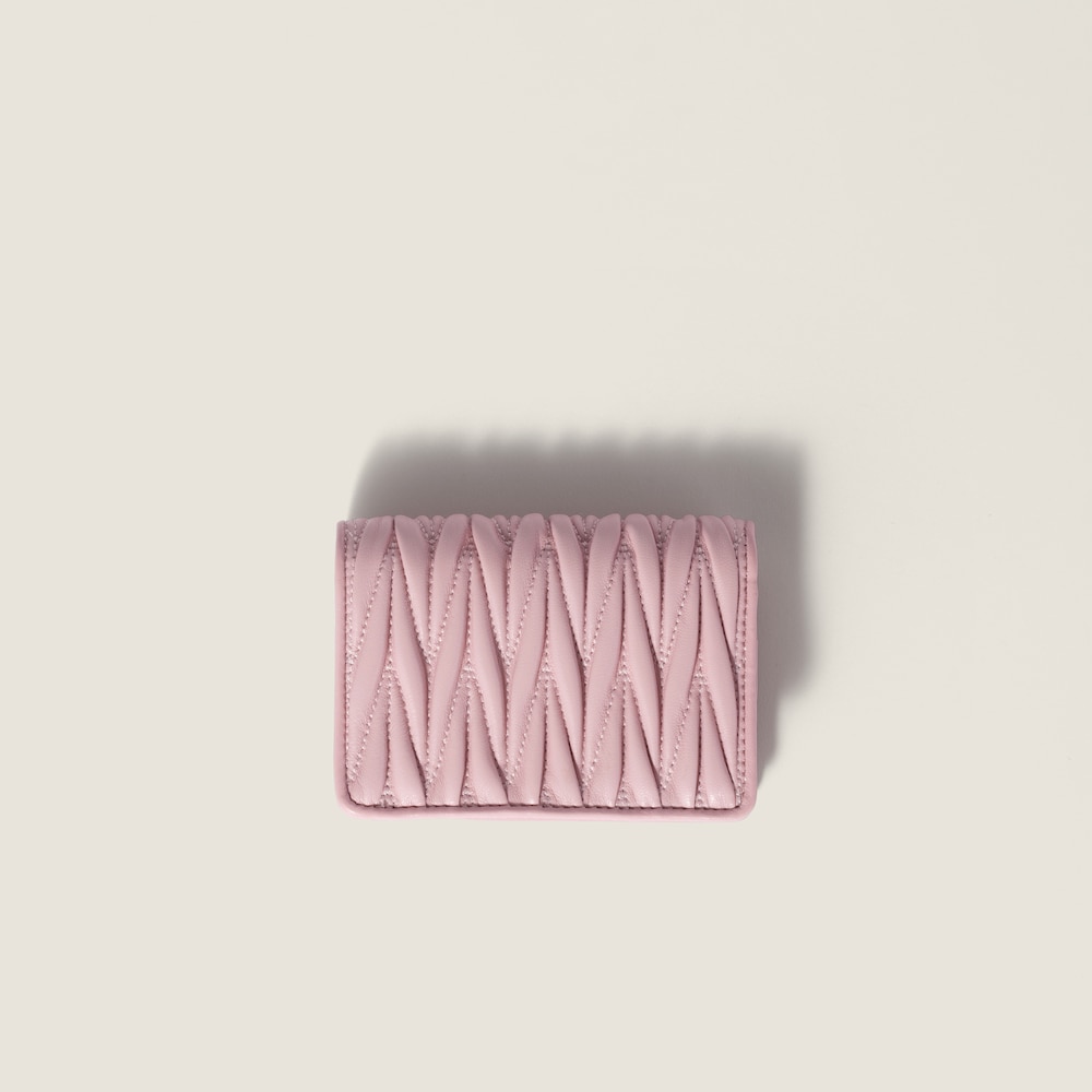 Miu Miu Small matelassé nappa leather wallet Alabaster Pink
