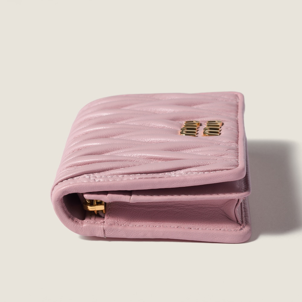 Miu Miu Small matelassé nappa leather wallet Alabaster Pink