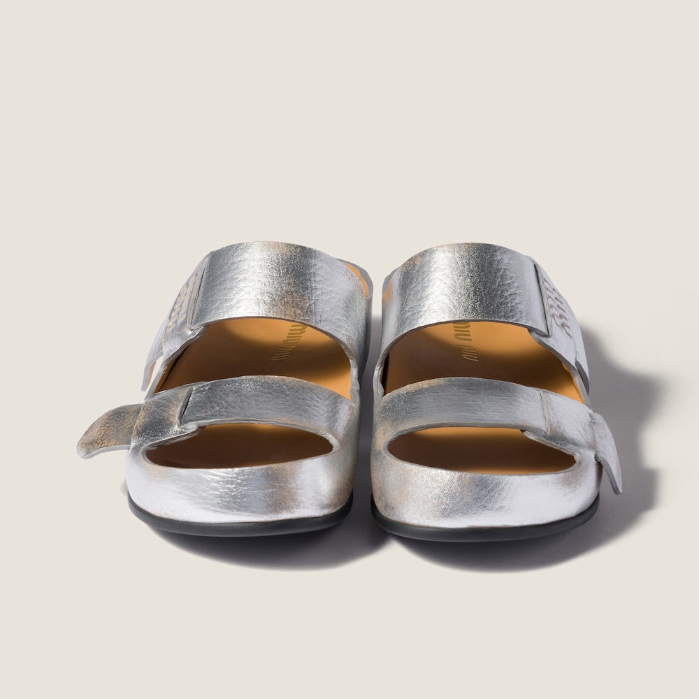 Miu Miu Bleached leather sandals Silver