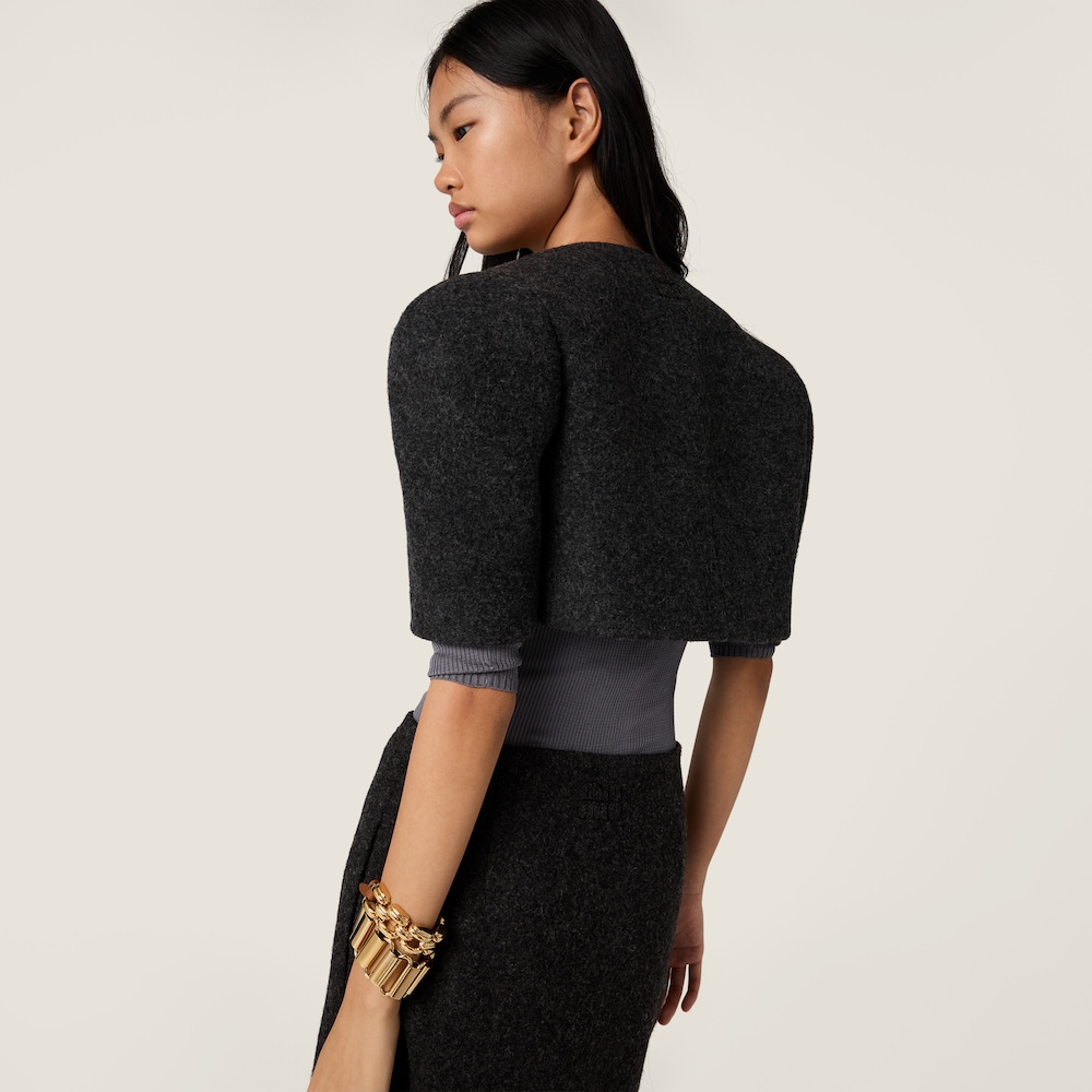 Miu Miu Light Shetland wool bolero jacket Anthracite Gray